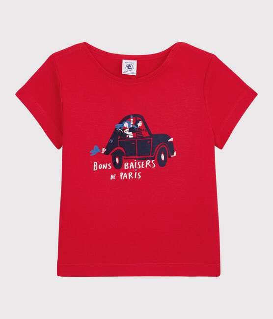 T-shirt a maniche corte in cotone bio bambina rosso PEPS