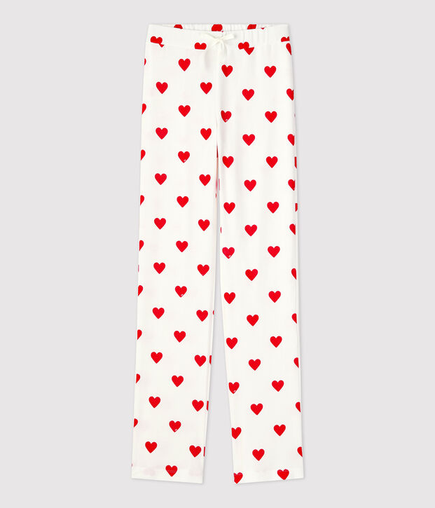 Pantaloni in cotone BIO donna bianco/rosso