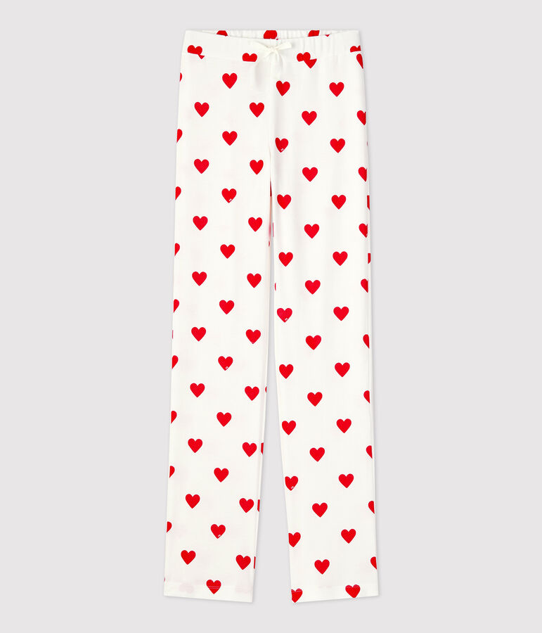 Pantaloni in cotone BIO donna bianco/rosso
