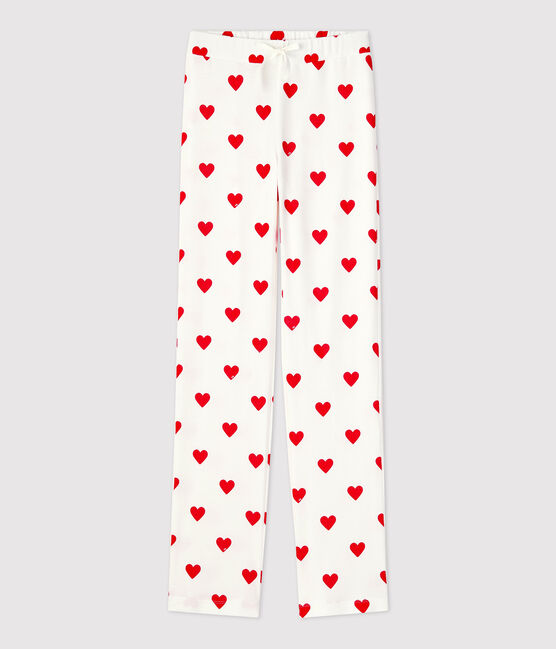 Pantaloni in cotone BIO donna bianco MARSHMALLOW/rosso TERKUIT