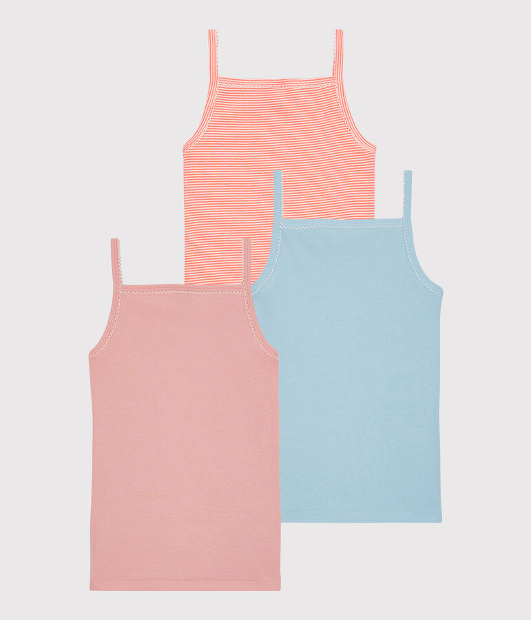 Confezione da 3 canottiere con spalline bambina in cotone multicolore