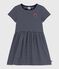 Abito a maniche corte in cotone a righe bambina blu SMOKING/bianco MARSHMALLOW