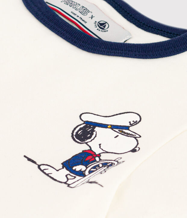 Abito manica corta in cotone bambina blu/bianco