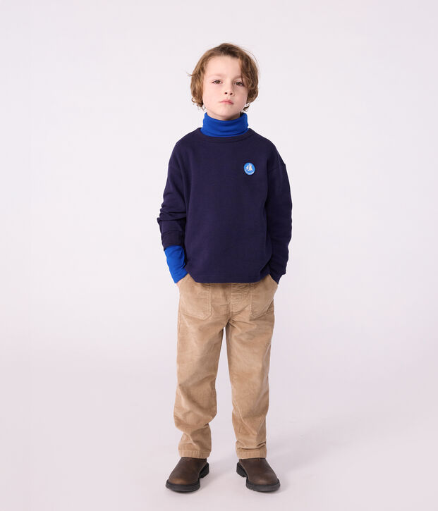 Pantaloni dritti in velluto tinta unita bambino beige