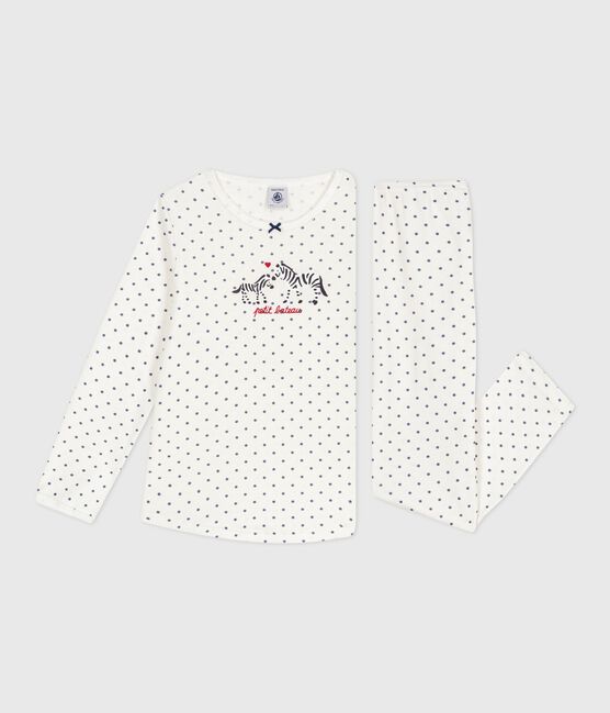 Pigiama in cotone con stampa a pois bambina blu MARSHMALLOW/ SOIR