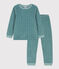 Pigiama bambino unisex in ciniglia motivo stella blu BRUT/bianco MARSHMALLOW