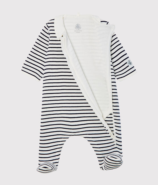 Bodyjama con zip bebè a costine bianco MARSHMALLOW/blu SMOKING