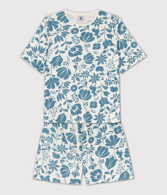 Pigiama donna corto a fiori in cotone bianco MARSHMALLOW/ ROVER