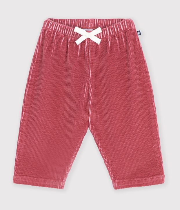 Pantaloni in velluto tinta unita neonato rosa