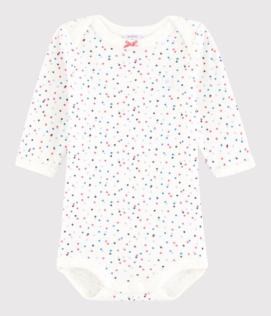 Body manica lunga bebè femmina bianco MARSHMALLOW/bianco MULTICO