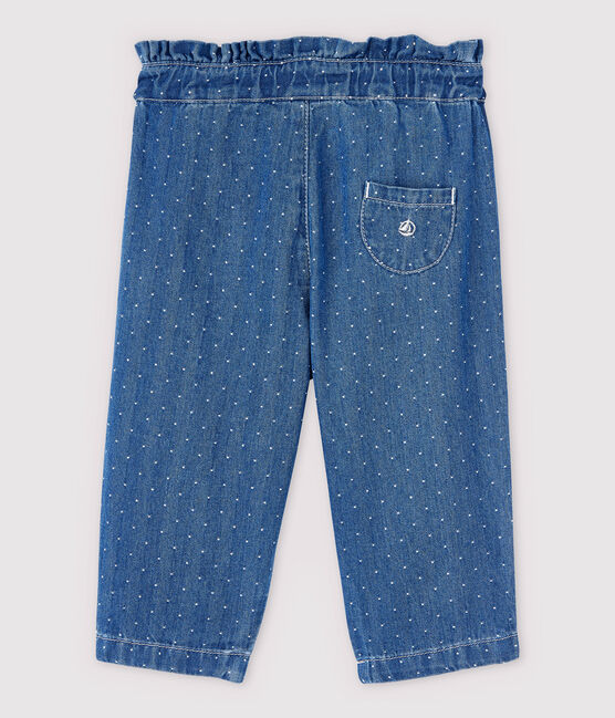 Pantaloni in denim chiaro a pois bebè femmina blu DENIM CLAIR