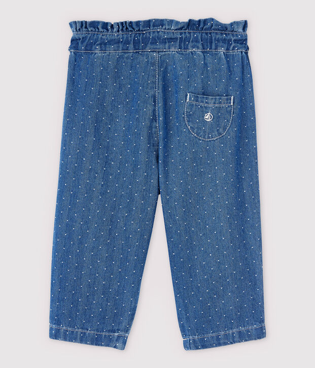 Pantaloni in denim chiaro a pois beb&egrave; femmina blu