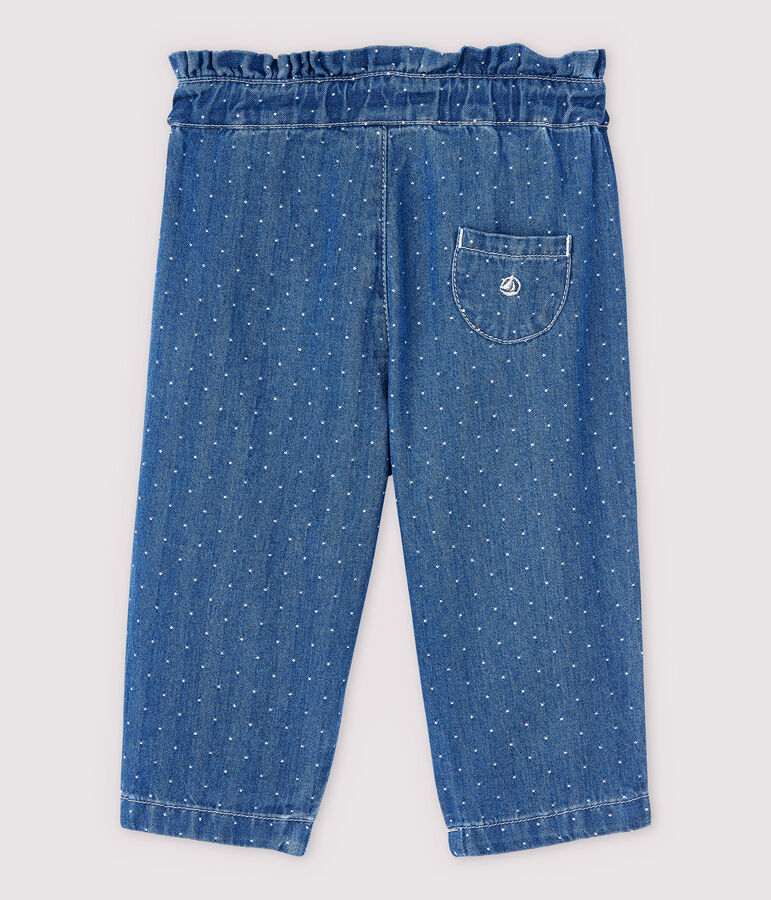 Pantaloni in denim chiaro a pois beb&egrave; femmina blu