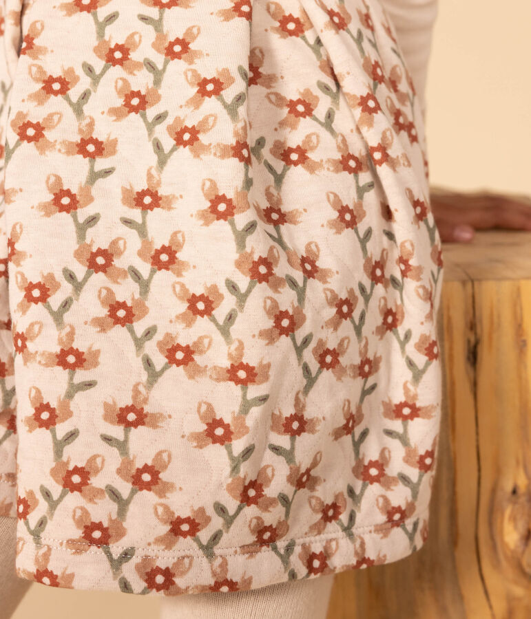 Abito a maniche lunghe fantasia bambina ecru/multicolore