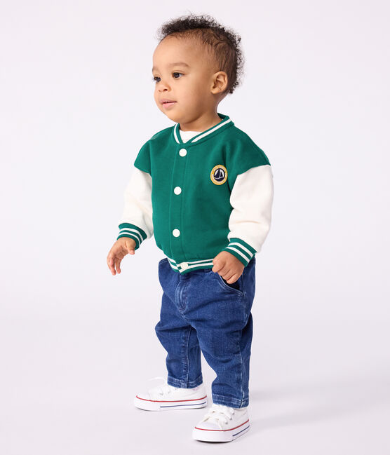 Teddy in cotone bicolore neonato verde EVERGREEN/ MILK