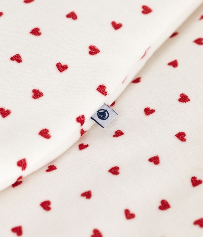 Sacco nanna in ciniglia con stampa a cuori neonato TOG 3 bianco/rosso