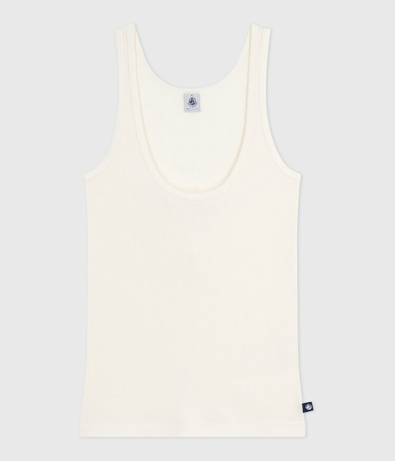 Canotta in misto lana e cotone leggero donna ecru