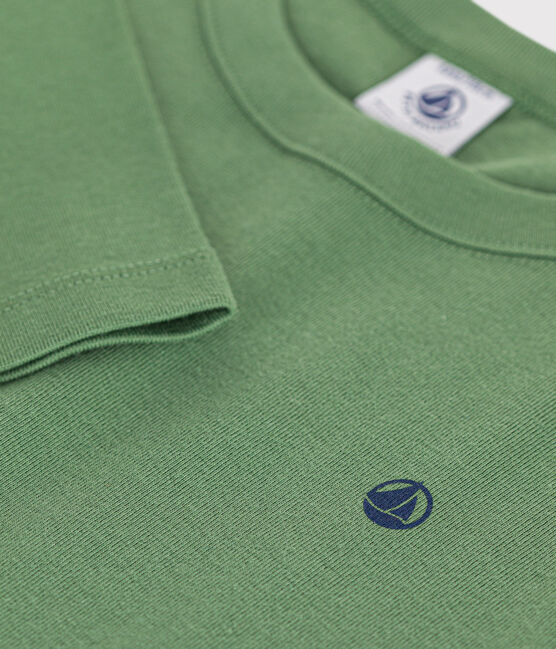 T-shirt a maniche lunghe a costine bambina/bambino verde PALMERAIE