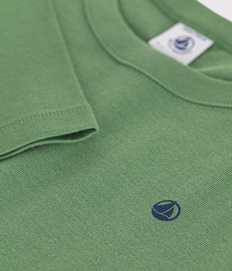 T-shirt a maniche lunghe a costine bambina/bambino verde PALMERAIE