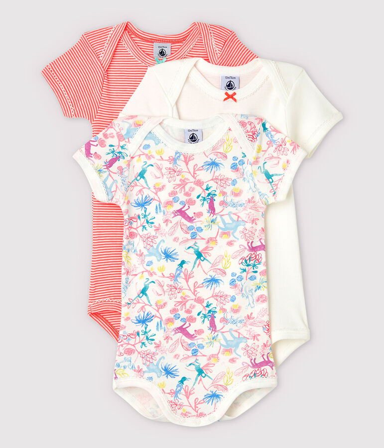 Confezione da 3 body manica corta fantasia beb&egrave; femmina multicolore