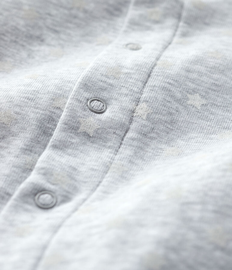 Body-pigiama senza piedi beb&egrave; in cotone biologico grigio/bianco