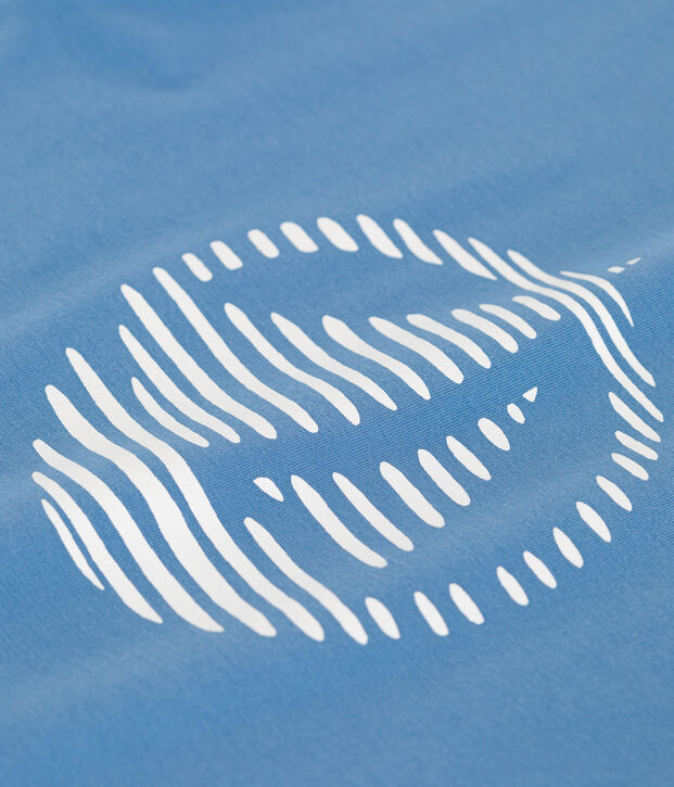 T-shirt a maniche corte in cotone con stampa bambino blu