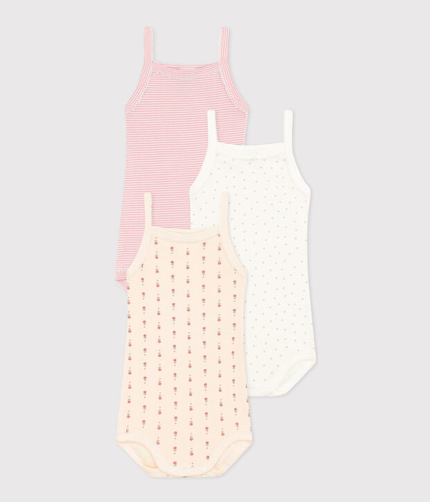 Set di 3 body con spalline a fiori beb&egrave; in cotone multicolore