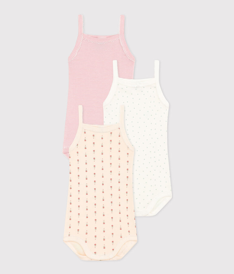 Set di 3 body con spalline a fiori beb&egrave; in cotone multicolore