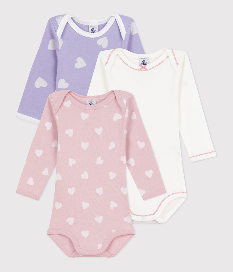 Set di body a maniche lunghe in cotone con stampa a cuori neonato multicolore