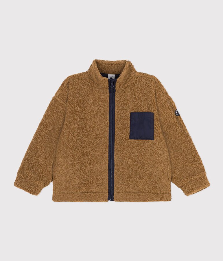 Giacca in sherpa riciclato bambino unisex marrone