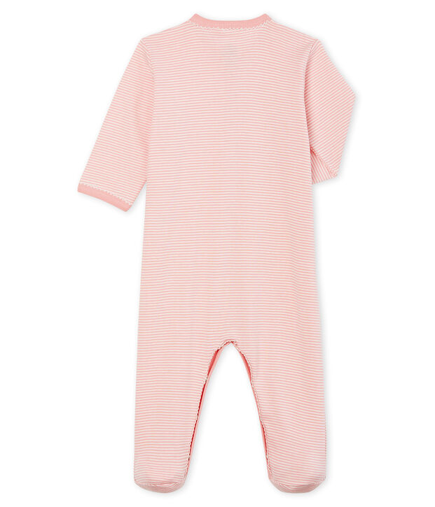 Tutina beb&egrave; femmina a costine rosa/bianco
