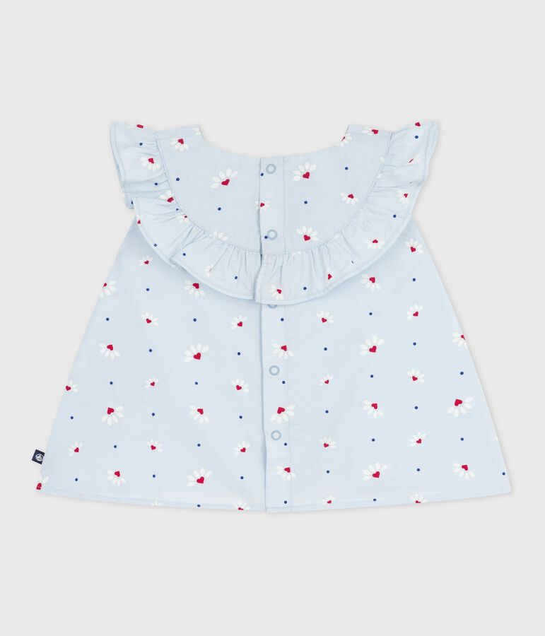 Blusa senza maniche in popeline di cotone con stampa a fiori neonato blu/multicolore
