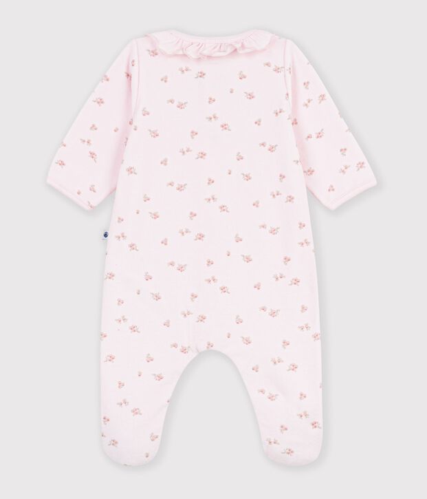 Pigiama in ciniglia con colletto e stampa a fiori neonata rosa/multicolore