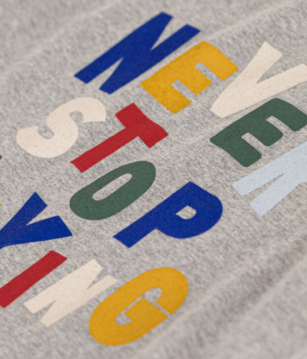 T-shirt stampata in jersey leggero bambino grigio