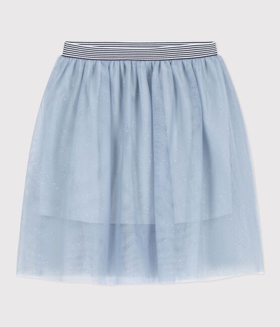 Gonna in tulle tinta unita con paillettes bambina blu CO2/ ARGENT