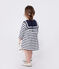 Abito a maniche lunghe in cotone spesso a righe neonato bianco MARSHMALLOW/blu SMOKING