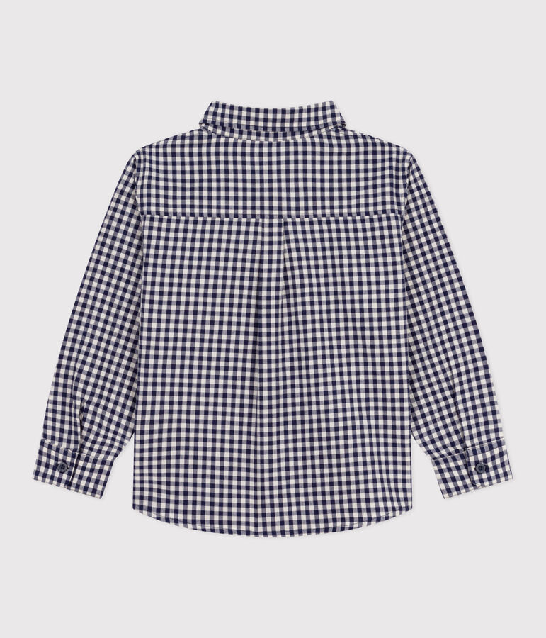 Camicia in cotone a quadri bambino blu/ecru