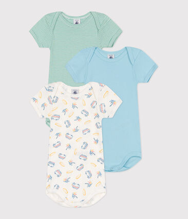 Set di 3 body a maniche corte in cotone con furgoni neonato-image