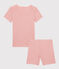 Pigiama corto millerighe rosa bambina in cotone biologico rosa PAPAYE/ MARSHMALLOW