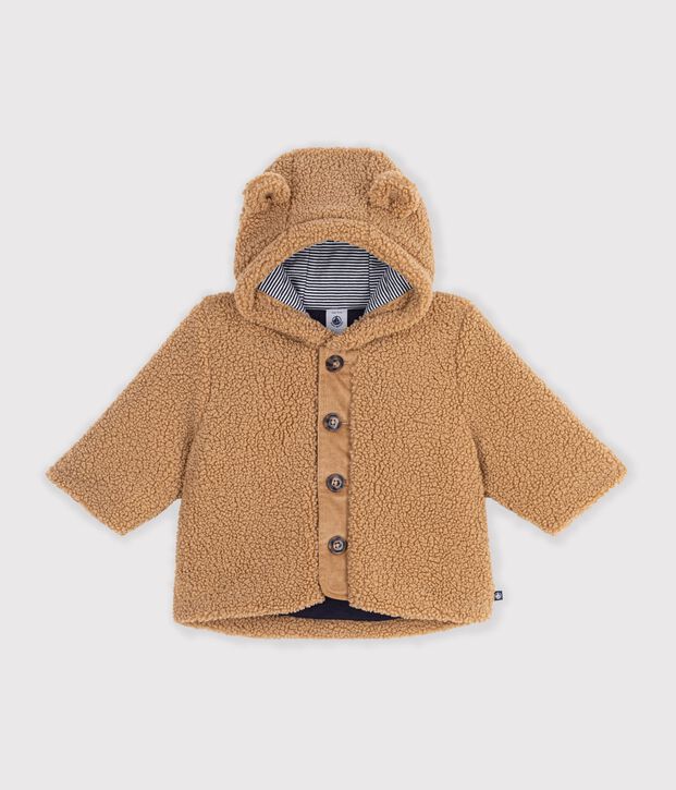 Cappotto con cappuccio in sherpa neonato LATTE
