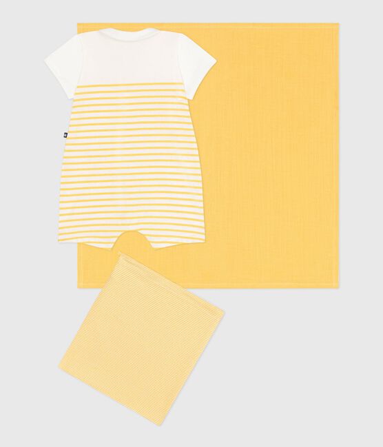 Completo nascita set due pezzi con tutina corta e coprifasce bianco MARSHMALLOW/ ORGE