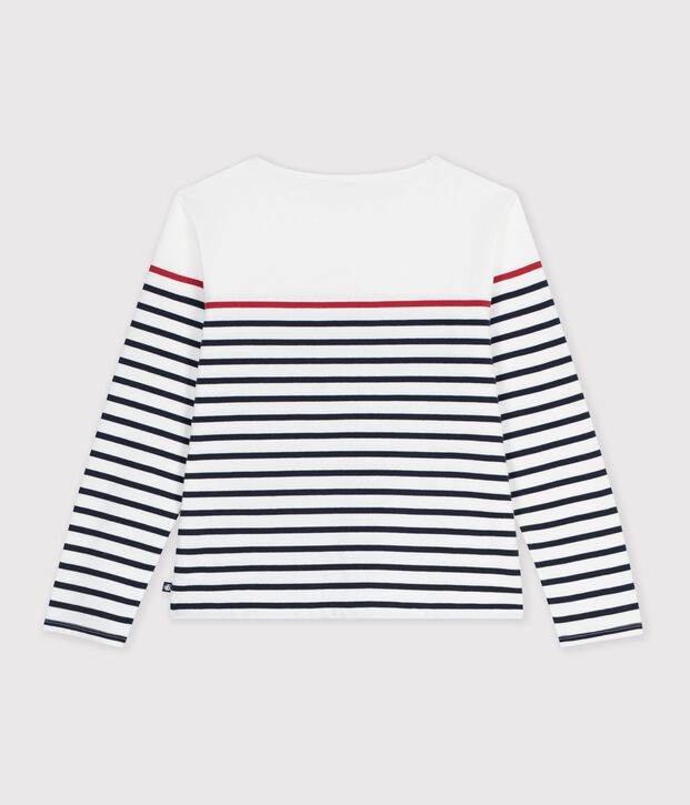 T-shirt marini&egrave;re in cotone donna bianco/multicolore