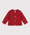 Cardigan in cotone con motivo a cuori neonata rosso