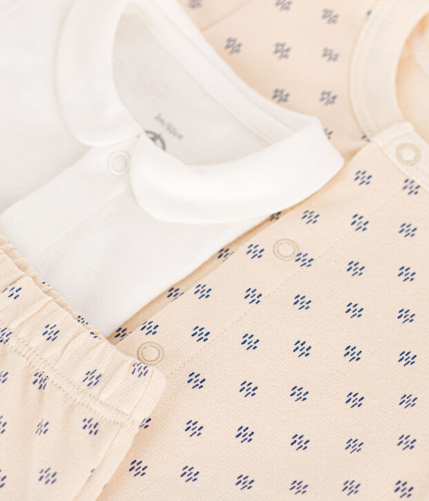 Completo 3 pezzi in tessuto felpato leggero beb&egrave; blu/blu