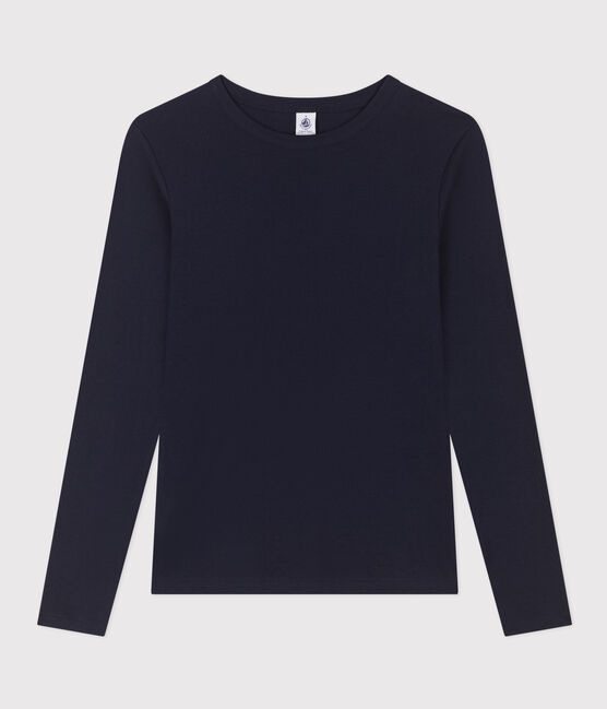 T-shirt L'ICONIQUE girocollo in cotone donna blu SMOKING