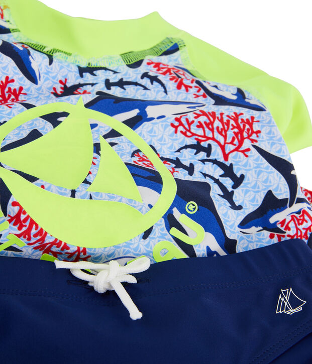 T-shirt anti-UV UPF 50+ ecoresponsabile bambino bianco/multicolore