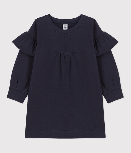Abito bambina a maniche lunghe in molleton blu MEDIEVAL