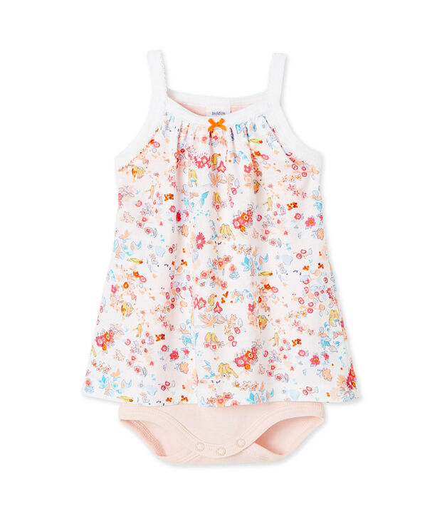 Body robe b&eacute;b&eacute; fille &agrave; bretelles bianco/rosa/multicolore