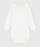 Body in cotone tinta unita con colletto ricamato neonato bianco
