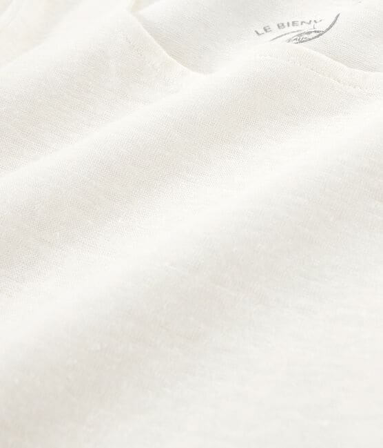 T-shirt maniche lunghe donna in lino bianco MARSHMALLOW